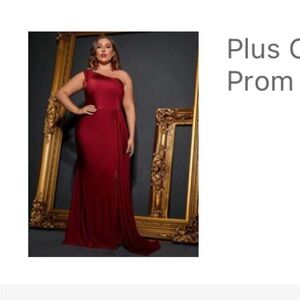 Shein| Red- Plus one shoulder split thigh prom dress| 3XL | NWOT